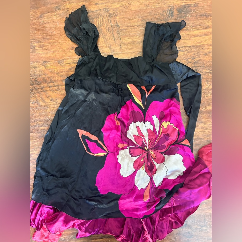 Bebe black dress with flower